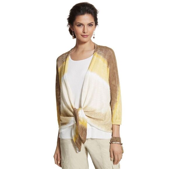 Chico’s Shaline Striped Tie-Dye Cardigan Size L - Picture 1 of 6